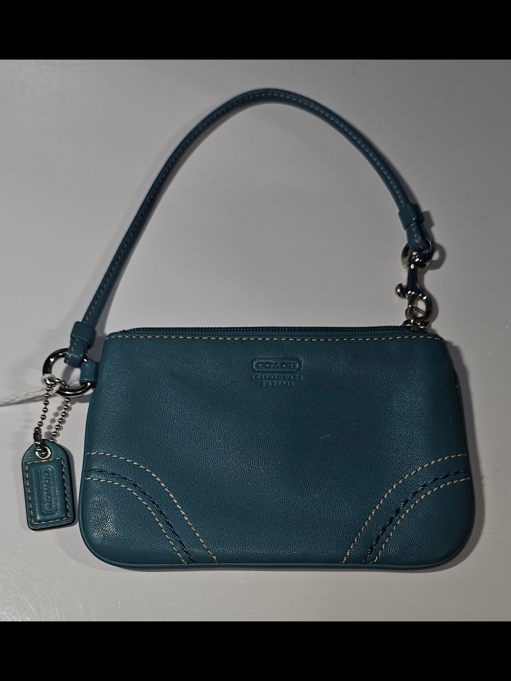 Coach Rare Vintage Y2K Torquise All Leather Wristlet